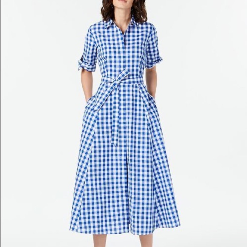Calvin Klein Blue Plaid Shirt Dress